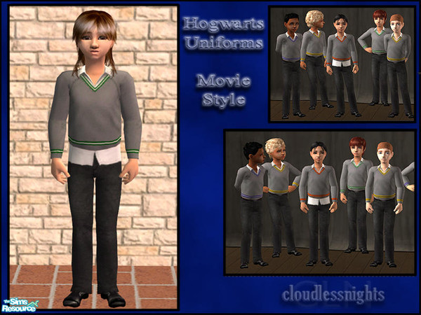 Sims 2 — Hogwarts uniforms - movie style by cloudlessnights — Hogwarts uniforms for little boys, based on those seen in