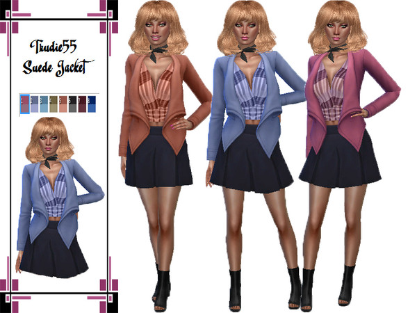 Sims 4 — Suede Jacket recolor by TrudieOpp — Suede Jacket recolor in 6 different colors