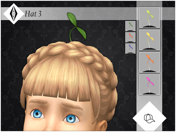 Sims 4 — Hat 3 by AleNikSimmer — Toddler version of my plant hat. Skin by Luumia. -TOU-: DON'T reupload my items as