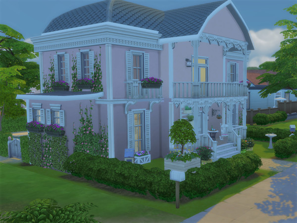 Sims 4 — Summer cottage empty no cc by sgK452 — Pink house with flower garden, unfurnished. Possibility 2 bedrooms and 2