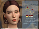 Sims 4 — [3TP] Samantha Earrings by 3thousandplumbobs — Some heart hoops with a velvet finish to the top part! -New Mesh