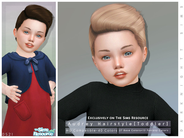 Sims 4 — Audrey Hairstyle [Toddler] by DarkNighTt — Audrey Hairstyle [Toddler] 60 colors (27 Base Colors+13 Fantasy