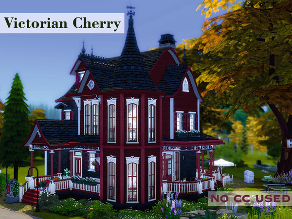 Sims 4 — Victorian Cherry by RoxxyPLPL — Lot size : 40x30 Price : 148652 $ !! NO CC !! Ground floor : Living and dining