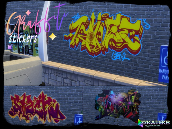 Sims 4 — Graffiti by ZykatekbCreations — Set 3 Graffitis Stickers