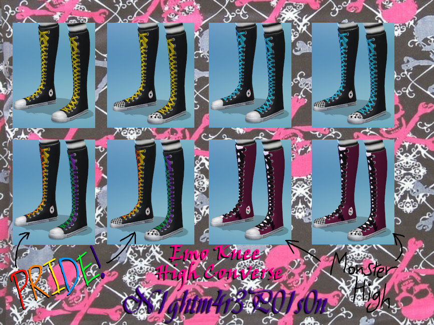 knee high converse blue