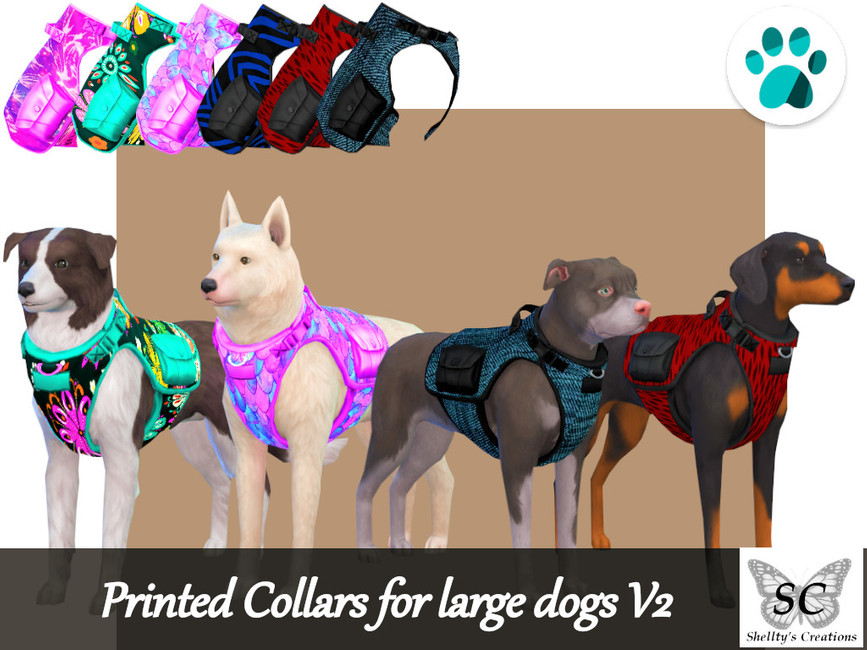 The Sims Resource Printed Collars for large dogs V2 (Cats&Dogs Required)