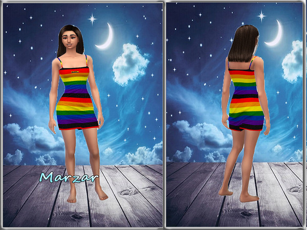 Sims 4 — Dress Lgbt  by Marzar — 1 Swatches Compatible with HQ mod Works with all of skins Custom Thumbnail New Mesh Teen