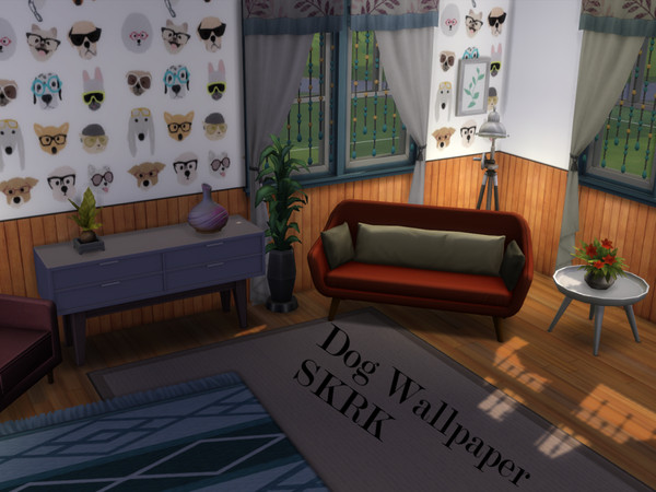 Sims 4 — Doggo Wallpaper with paneling by SocksRock_SKRK — Wallpaper with cute dogs 