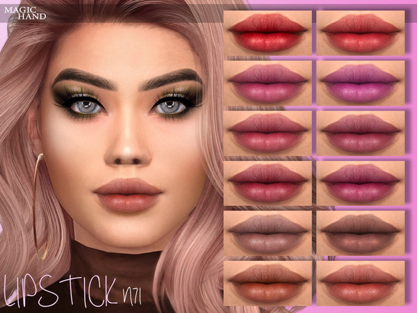 Sims 4 — [MH] Lipstick N71 by MagicHand — --15 available colors-- --Compatible with HQ settings-- --CAS thumbnail--
