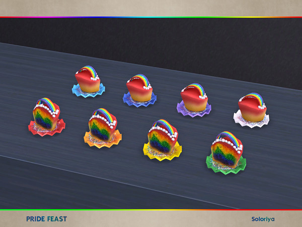 Sims 4 — Pride Feast. Cupcake, v1 by soloriya — Decorative cupcake. Part of Pride Feast set. 8 color variations.