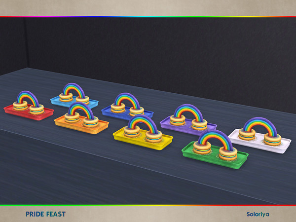 Sims 4 — Pride Feast. Macarons by soloriya — Decorative macarons. Part of Pride Feast set. 8 color variations. Category:
