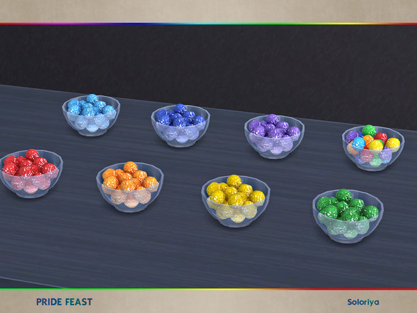 Sims 4 — Pride Feast. Sweets by soloriya — Decorative sweets. Part of Pride Feast set. 8 color variations. Category: