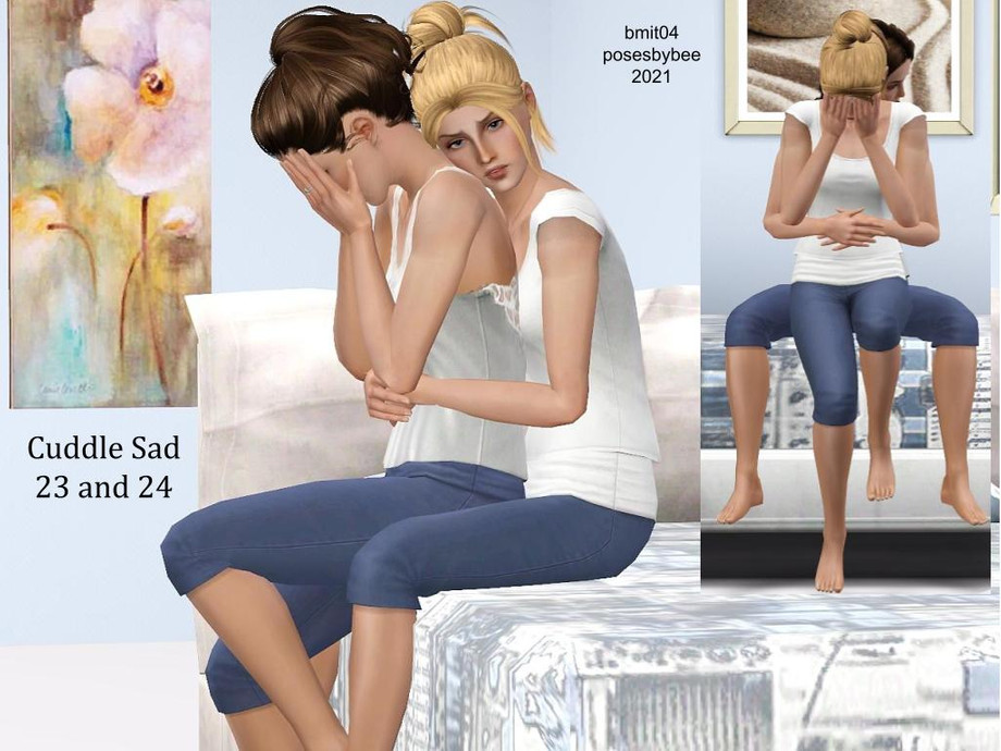 The Sims Resource - Besties Chillin In Bed Pose [Pose]