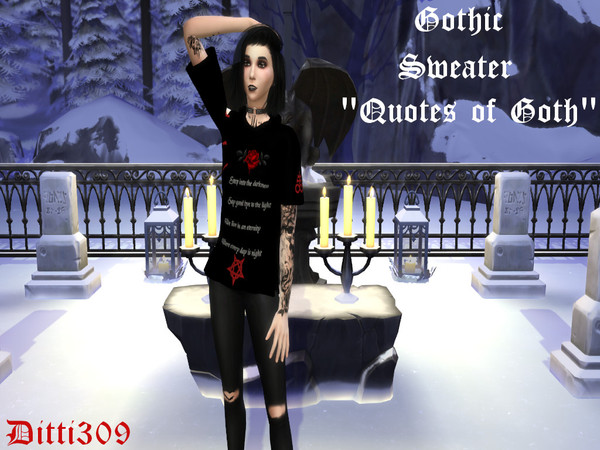 Sims 4 — Gothic Sweater "Quotes of Goth" by ditti309 — This is my second sweater of my Gothic Collection,i hope