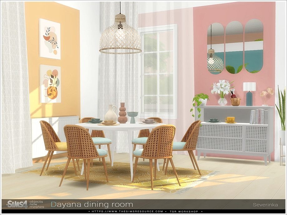 The Sims Resource Dayana Dining Room, How To Change Material On Dining Room Chair Sims 4