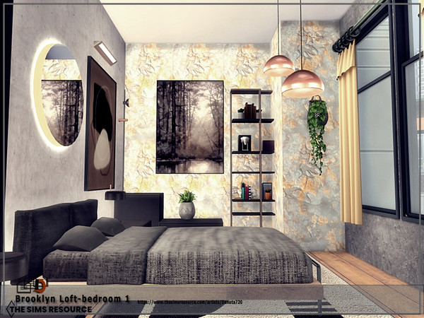 Sims 4 —  Exclusive bedroom 1 [Brooklyn Loft] by Danuta720 — An exclusive bedroom with a wardrobe is the dream of every
