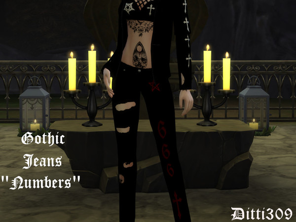 Sims 4 — Gothic Jeans "Numbers" by ditti309 — i hope you like it ^^