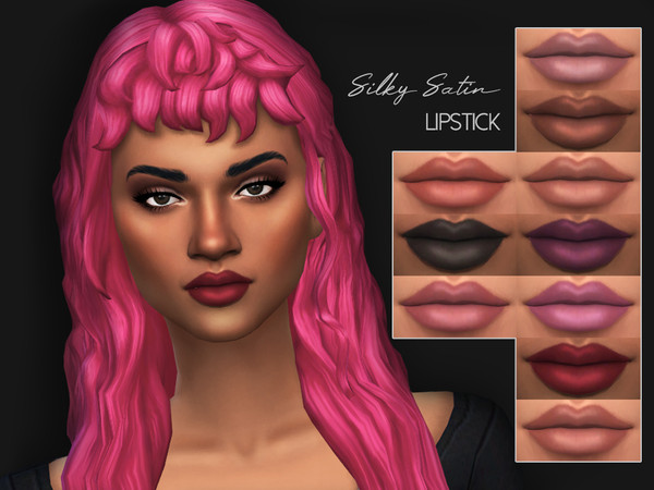 Sims 4 — Silky Satin Lipstick by GloomyKitty — Maxis Match lipstick 10 colours Standalone with thumbnail