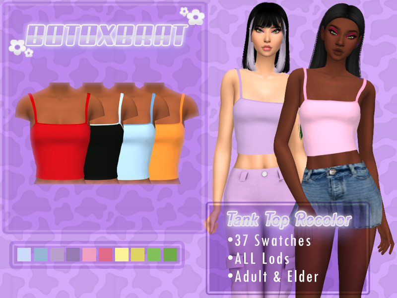 The Sims Resource - [B0T0XBRAT] Y2K Tank Top Recolor