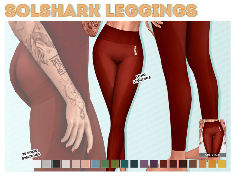 Sims 4 Solshark Long Gym Leggings by Solistair
