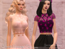 Sims 4 — Hearts Accessory Top by Dissia — Half transparent sheer short sleeves top with hearts pattern Available in 17