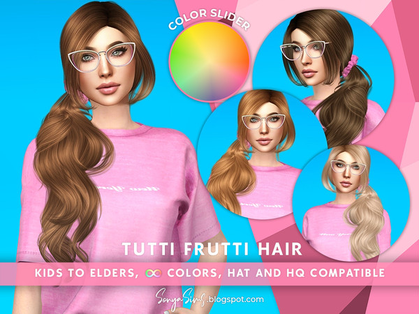 Sims 4 — Tutti Frutti - COLOR SLIDER - (Retexture) by SonyaSimsCC — This file will make my Tutti Frutti hair compatible