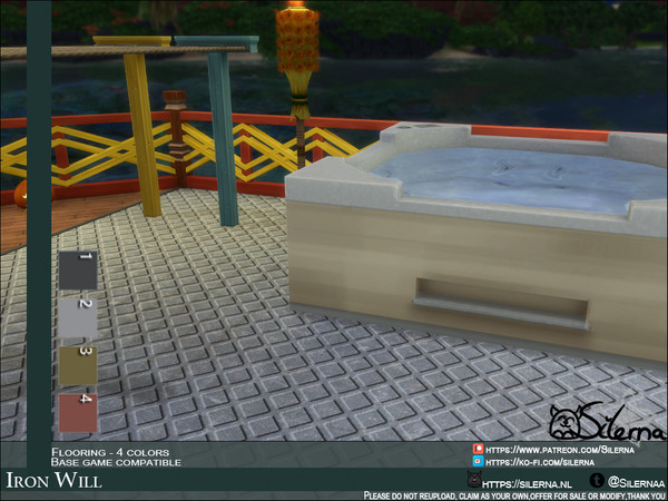Sims 4 — Iron Will by Silerna — - Basegame compatible - Flooring - Metal - 4 different colors - Please do not reupload,