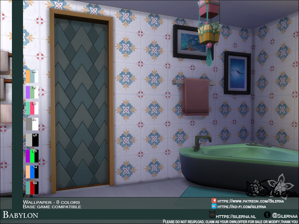 Sims 4 — Babylon by Silerna — - Basegame compatible - Wallpapers - Tiles - 8 different colors - Please do not reupload,