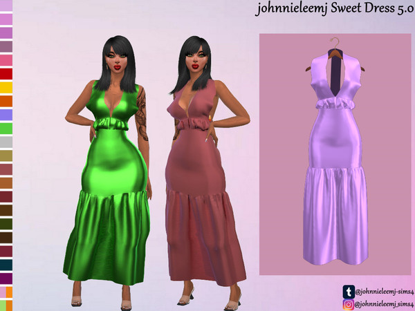 Sims 4 — Sweet Dress 5.0 by johnnieleemj — New Mesh By Me 23 swatches Custom Thumbnail Teen-Elder All LODs Please Do not