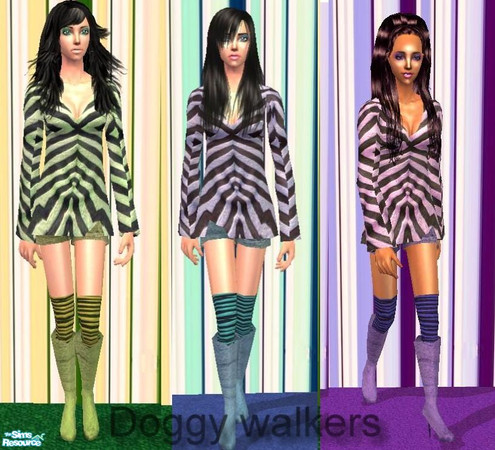 Sims 2 — Crazy Dog walkers by wazza966 — A strange outfit with boots high socks long sleve's and mini shorts :) comes in
