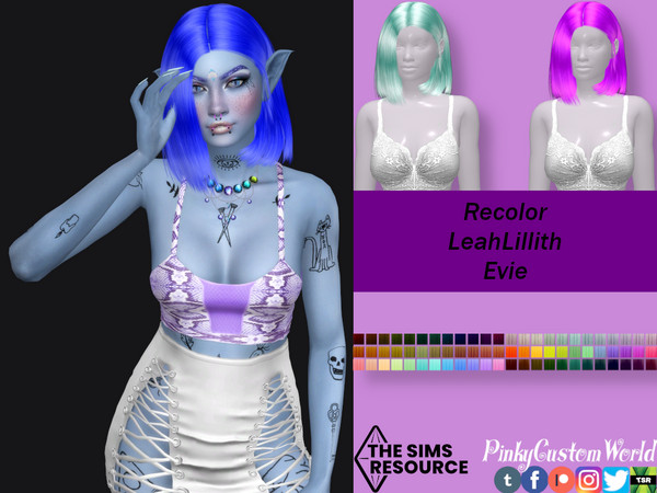 Sims 4 — Retexture of Evie hair by LeahLillith by PinkyCustomWorld — Cute short hairstyle for female recolored in