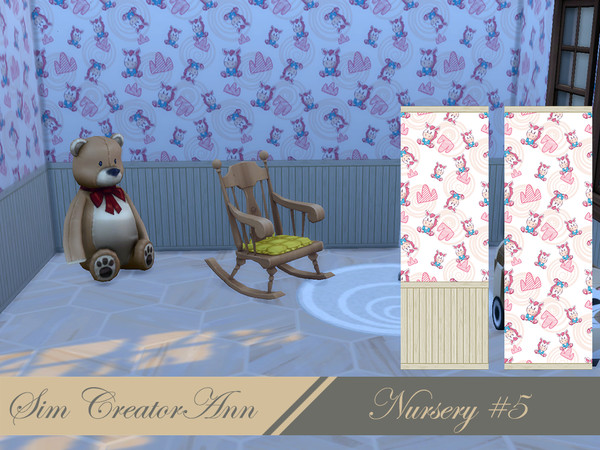 Sims 4 — Nursery #5 by Sim_Creator_Ann — A cute nursery wallpaper, comes in 3 wall heights, haves 10 swatches and it's