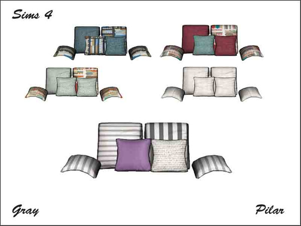 Sims 4 — Pilar Gray PillowsLoveseat by Pilar — Pilar Gray PillowsLoveseat