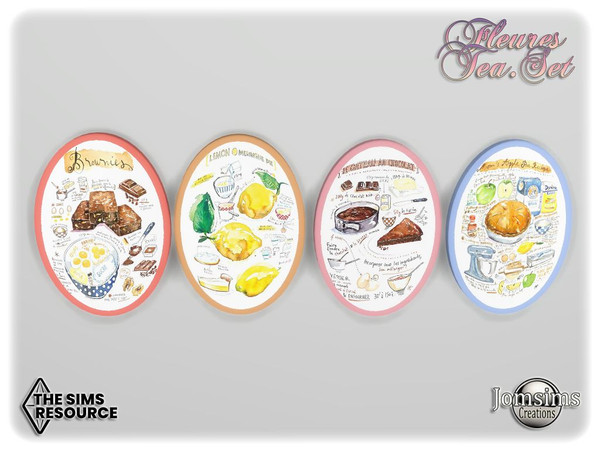 Sims 4 — Fleures tea set paintings1 by jomsims — Fleures tea set paintings1
