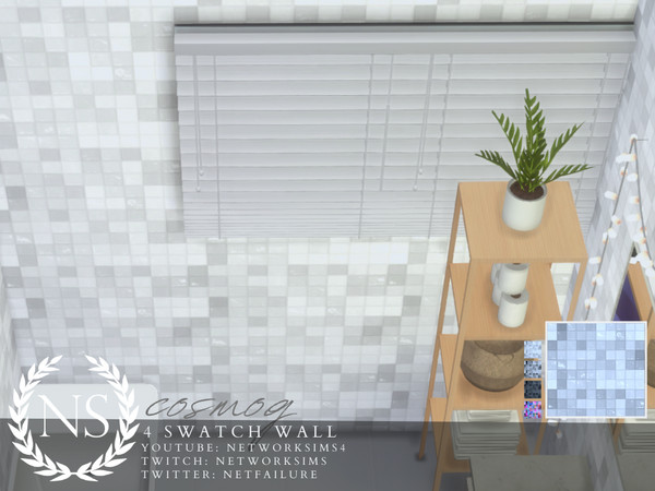 Sims 4 — Cosmog Tile Wall by networksims — A glossy tile wall in 4 colour swatches.