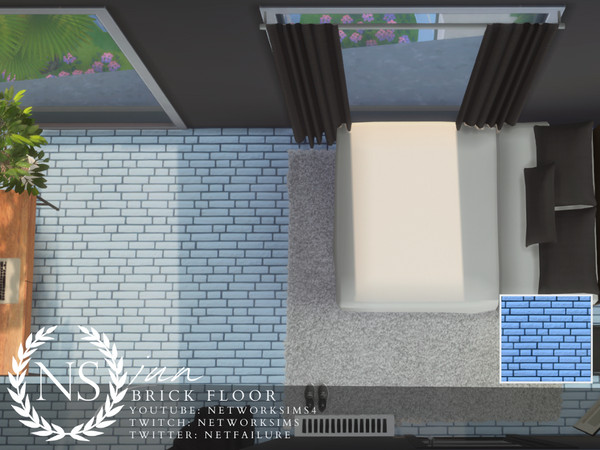 Sims 4 — Jun Brick Floor by networksims — A blue brick floor with large, defined bricks.