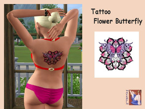 Sims 3 — ws Tattoo Butterfly Pink by watersim44 — Selfmade created Tattoo with a pink Flower and Butterfly Created by