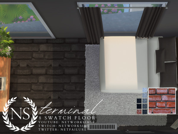 Sims 4 — Terminal Brick Floor by networksims — A brick floor in 8 colour swatches.