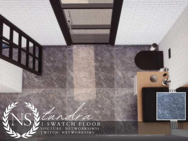 Sims 4 — Tundra Marble Floor by networksims — A grey tiled marble floor.