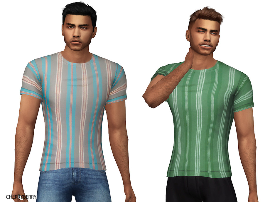 The Sims Resource - Striped Mens Tshirt