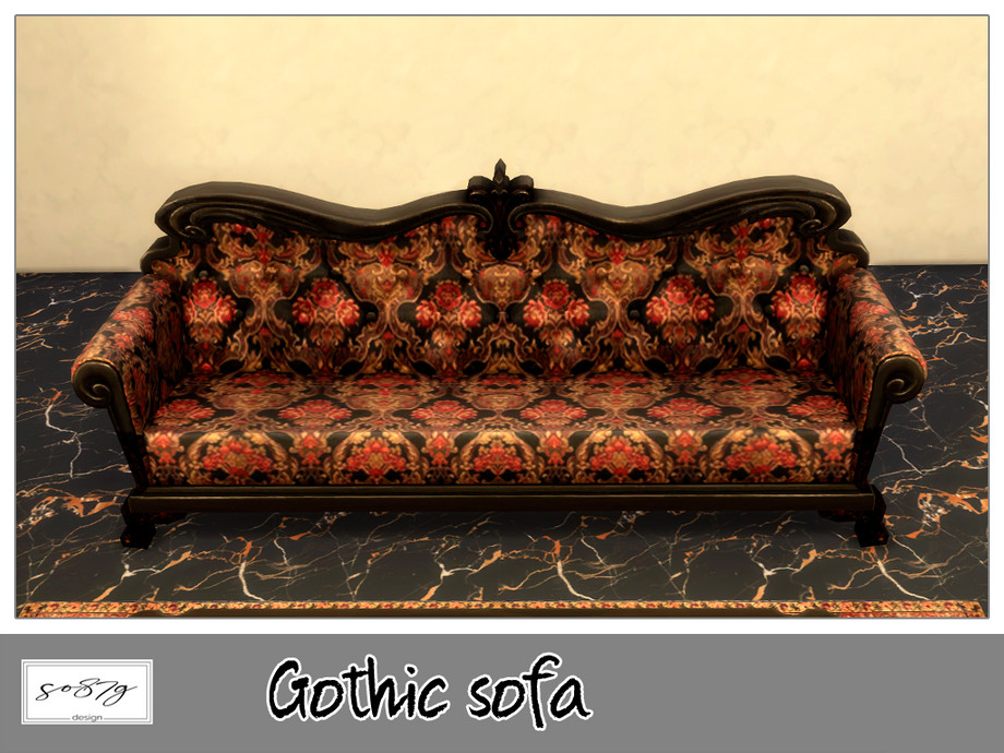The Sims Resource - Striped Gothic Couch-REQUIRES CATS AND DOGS