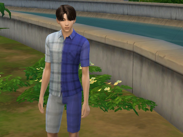 Sims 4 — 50-50 blue and white t-shirt - v bts usually wear by mimichwita — 50 50 TSHIRT BLUE AND WHITE 