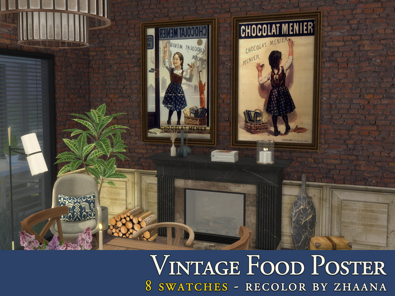 Sims 4 Vintage Food Posters by Zhaana