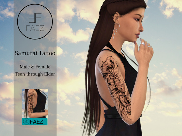 Sims 4 — Samurai Tattoo by _Faez_ — - Teen through Elder - For Male and Female Hope you like it!