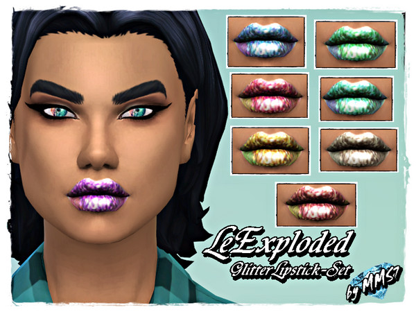 Sims 4 — LeExploded_GlitterLipstick-Set by manjuelmarsims7 — Visit my Downloadforum: https://blue-diamondsimsforum.de/