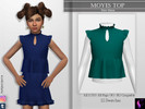 Sims 4 — Moyes Top by KaTPurpura — Short sleeve girls' blouse with embroidery on the shoulders and neckline -Compatible