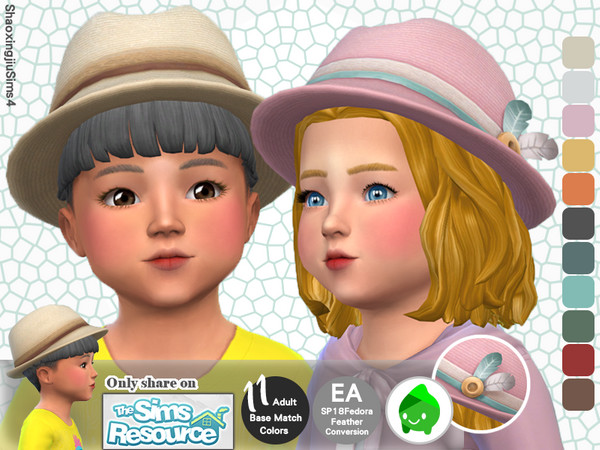 Sims 4 — Toddler SP18FedoraFeather 11 Colors by jeisse197 — Adult Mesh Conversion Category: Hat - 11 Colors In Age: