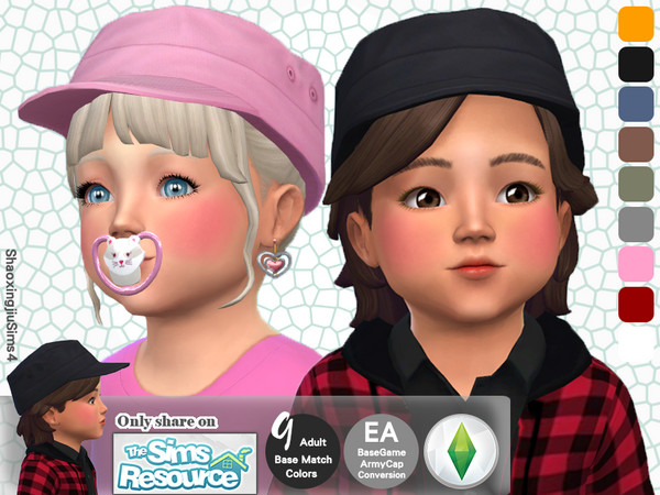Sims 4 — Toddler ArmyCap 9 Colors by jeisse197 — Adult Mesh Conversion Category: Hat - 9 Colors In Age: Toddler The