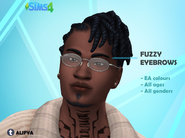 Sims 4 — Fuzzy Eyebrows by Alifya2 — Afro textured. Haven't seen any with this texture so I made some. :) -24 EA colours