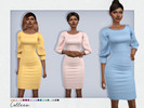 Sims 4 — Colleen Dress by Sifix2 — A knee-length pencil dress with puff sleeves available in 20 colors for teen, young